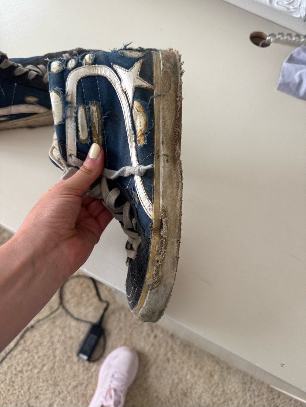 Authentic golden goose High-Top Sneakers in Navy and White - Picture 2 of 4